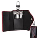 Sam's Design Genuine Leather Key Case,Mens Leather Cowhide Key Chain Bag,Keyring Card ID Holder Wallet Purse Brown