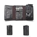 Sam's Design Genuine Leather Key Case,Mens Leather Cowhide Key Chain Bag,Keyring Card ID Holder Wallet Purse Brown