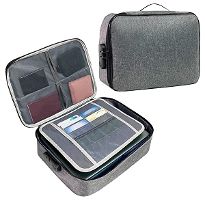 samezone document organizer bag multilayer travel file organiser document storage bag with lock waterproof file folders certificates a4 document file organizer safe pouch for home office travel grey