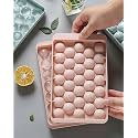 SAMEZONE Plastic Mini Round Ice Cube Tray, ice Trays for Freezer, Circle Ice Cube Tray Sphere Ice Chilling Cocktail Whiskey Tea &amp; Coffee Mini Circle Tray Multicolor (2, 33 Cavity ICE Tray)