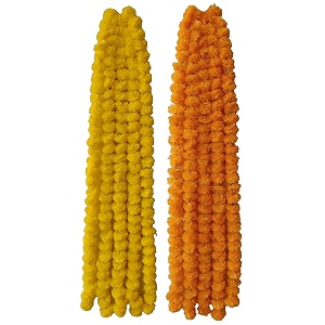 premium handmade marigold flower garland for decoration yellow pack of 10  golden yellow pack of 10