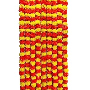 premium handmade marigold flower garland for decoration red yellow pack of 20