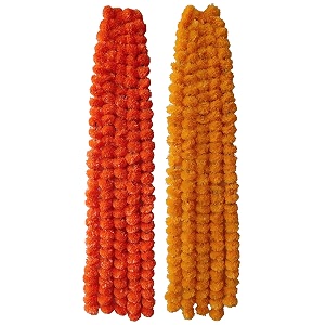 premium handmade marigold flower garland for decoration orange pack of 5  golden yellow pack of 5