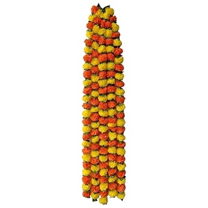 premium handmade marigold flower garland with ashoka leaves for decoration orange yellow pack of 10
