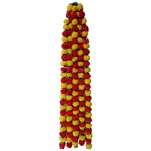 premium handmade marigold flower garland with ashoka leaves for decoration red yellow pack of 2