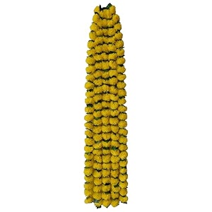 premium handmade marigold flower garland with ashoka leaves for decoration yellow pack of 2