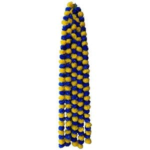 premium handmade marigold flower garland for decoration blue yellow pack of 5