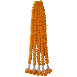 premium handmade marigold flower garland with latkan for decoration golden yellow pack of 10