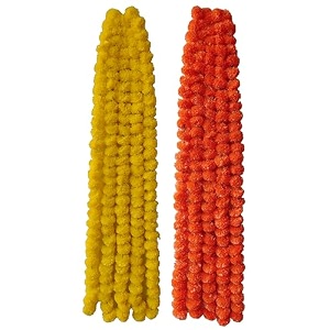 premium handmade marigold flower garland for decoration yellow pack of 10  orange pack of 10