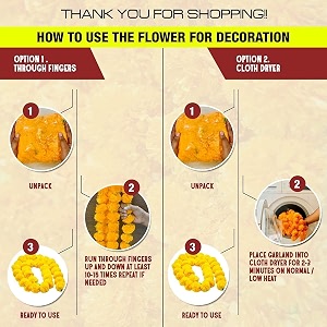 premium handmade marigold flower garland for decoration tricolor pack of 2