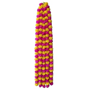 premium handmade marigold flower garland for decoration pink yellow pack of 2