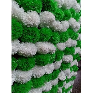 premium handmade marigold flower garland for decoration white green pack of 20