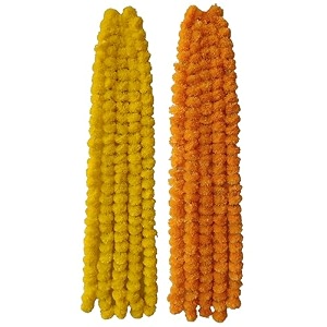 premium handmade marigold flower garland for decoration yellow pack of 5  golden yellow pack of 5