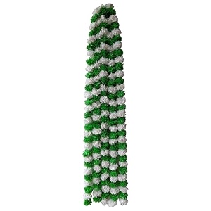 premium handmade marigold flower garland for decoration white green pack of 5