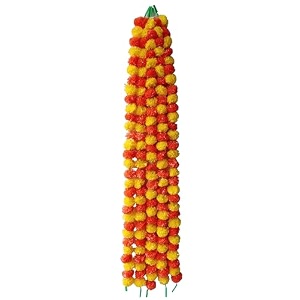 samjhi premium handmade marigold flower garland for decoration orange yellow pack of 10