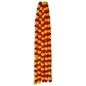 premium handmade marigold flower garland for decoration red yellow pack of 5