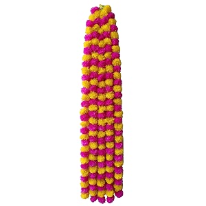 premium handmade marigold flower garland for decoration pink yellow pack of 10