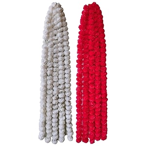 premium handmade marigold flower garland for decoration white pack of 5  red pack of 5