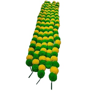 premium handmade marigold flower garland for decoration green yellow pack of 20