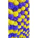 Premium Handmade Marigold Flower Garland for Decoration (Blue Yellow, Pack of 20)