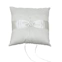 SAMKY Venus Jewelry Lace Crystal Flower Bow Wedding Ring Bearer Pillow 7 Inch x 7 Inch - Ivory RP003I