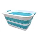 SAMMART 41L(10.8 gallon) Collapsible Plastic Laundry Basket-Foldable Pop Up Storage Container-Portable Washing Tub-Space Saving Basket,Water capacity 31L(8.2 gallon) (1, Bright Blue)