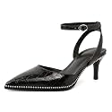 SAMMITOP Kitten Heels for Women Low Heel Closed Toe Ankle Strap Pumps Wedding Party Beaded Dress Shoes 2.4 Inch