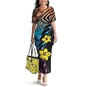 Samoa Puletasi Dress for Women Polynesian Top and Maxi Skirt Sets