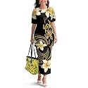 Samoa Puletasi Dress for Women Polynesian Top and Maxi Skirt Sets