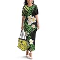 Samoa Puletasi Dress for Women Polynesian Top and Maxi Skirt Sets