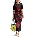 Samoa Puletasi Dress for Women Polynesian Top and Maxi Skirt Sets