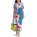 Samoa Puletasi Dress for Women Polynesian Top and Maxi Skirt Sets