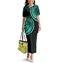 Samoa Puletasi Dress for Women Polynesian Top and Maxi Skirt Sets