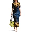 Samoa Puletasi Dress for Women Polynesian Top and Maxi Skirt Sets