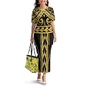 Samoa Puletasi Dress for Women Polynesian Top and Maxi Skirt Sets