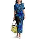 Samoa Puletasi Dress for Women Polynesian Top and Maxi Skirt Sets