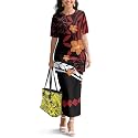 Samoa Puletasi Dress for Women Polynesian Top and Maxi Skirt Sets