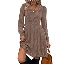 Sampeel Womens Square Neck Long Sleeve Fall Dresses Casual Babydoll Sweater Dress