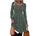 Sampeel Womens Square Neck Long Sleeve Fall Dresses Casual Babydoll Sweater Dress