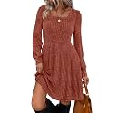 Sampeel Womens Square Neck Long Sleeve Fall Dresses Casual Babydoll Sweater Dress