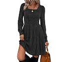 Sampeel Womens Square Neck Long Sleeve Fall Dresses Casual Babydoll Sweater Dress