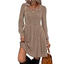 Sampeel Womens Square Neck Long Sleeve Fall Dresses Casual Babydoll Sweater Dress