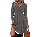 Sampeel Womens Square Neck Long Sleeve Fall Dresses Casual Babydoll Sweater Dress