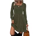 Sampeel Womens Square Neck Long Sleeve Fall Dresses Casual Babydoll Sweater Dress