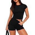 Sampeel Womens Two Piece Lounge Sets Casual Summer Outfits 2 Piece Short Matching Clothing Set