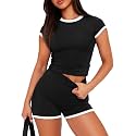 Sampeel Womens Two Piece Lounge Sets Casual Summer Outfits 2 Piece Short Matching Clothing Set