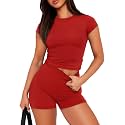 Sampeel Womens Two Piece Lounge Sets Casual Summer Outfits 2 Piece Short Matching Clothing Set