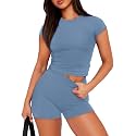 Sampeel Womens Two Piece Lounge Sets Casual Summer Outfits 2 Piece Short Matching Clothing Set