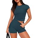 SAMPEEL Womens Two Piece Lounge Sets Casual Summer Outfits 2 Piece Short Matching Clothing Set