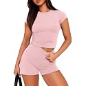Sampeel Womens Two Piece Lounge Sets Casual Summer Outfits 2 Piece Short Matching Clothing Set
